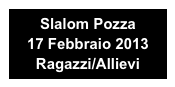 Slalom Pozza
17 Febbraio 2013
Ragazzi/Allievi